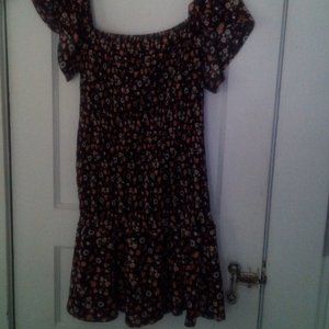 Black floral mini dress. Size small.